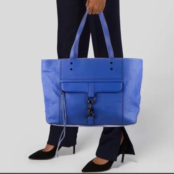 Rebecca Minkoff Bowery leather cobalt Blue Tote Bag with black hardware - Picture 1 of 7